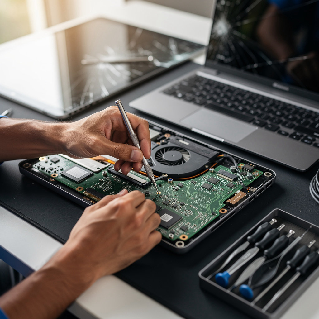 SD Laptop Repair Services technician performing expert laptop screen repair and diagnostics in San Diego